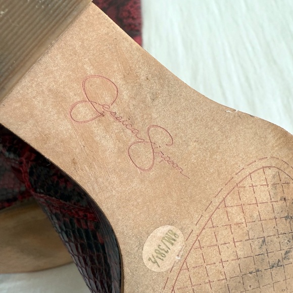 Jessica Simpson Red Snakeskin Knee High Wedge Boots - Picture 8 of 10